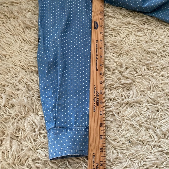 Style & Co Roll Sleeve Tie Front Shirt in Chambray spot print - Picture 5 of 11